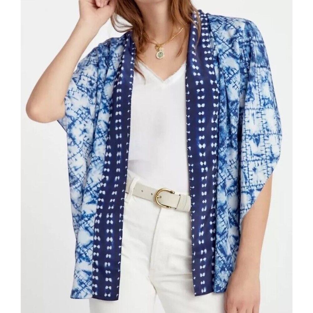 Anthropologie Denovo Tate Tie-Dye Kimono Blue Coverup One Size NO BELT NWT $128